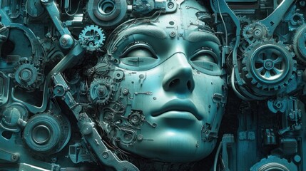 Mechanical woman's face