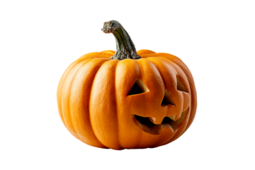 Carved pumpkin with smiling face for Halloween