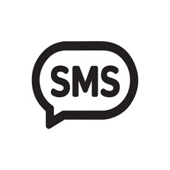 Mobile SMS Symbol in Black Bubble