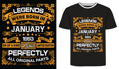 Vintage Birthday t shirt design with Birthday elements vector, Legends T-Shirt Design. 