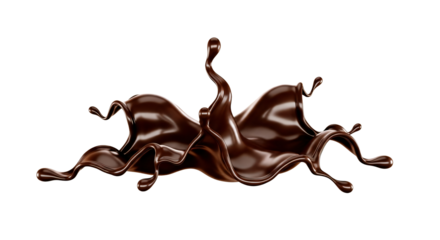 Photo of rich dark chocolate liquid splash isolated on transparent background