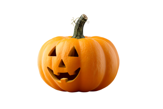 Carved pumpkin with a smiling face for Halloween