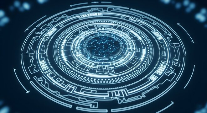 Futuristic Blue Digital Circular HUD Interface