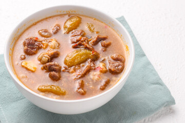 Kikil banci. cow feet or beef with spicy and sour soup from banyuwangi, east java.