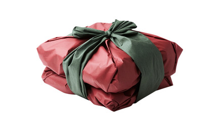 • A bundle of Christmas presents wrapped in red and green paper, isolated on white background in HD 
