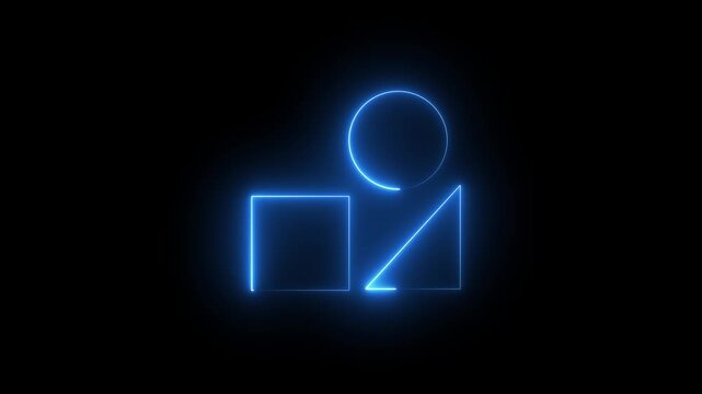 "Glowing Neon Geometric Shapes Icon Animation &ndash; Futuristic Motion Graphic Loop"