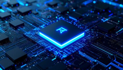 Circuit board with glowing processor