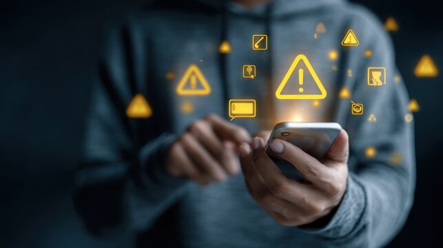 Smartphone displays digital warning icons