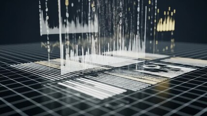 Data Visualization Abstract Digital Graphs and Code Flowing on Grid - Powered by Adobe