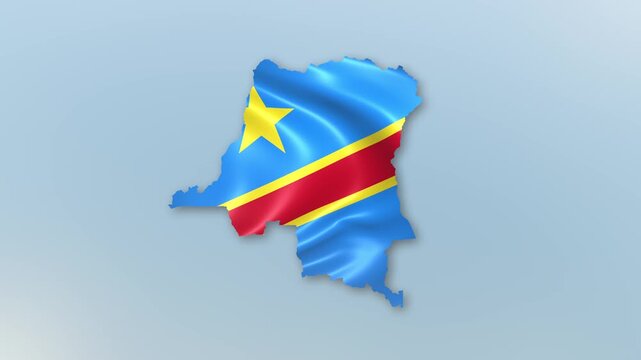 Democratic Republic of the Congo country Flag Hoisting and Zoom to reveal the Country Border Map with Waving Flag Intro which is useful for news, political events, sports intros and presentation.