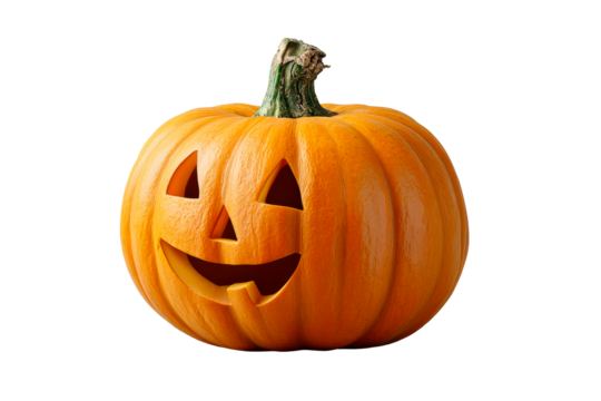 Carved pumpkin with a smiling face for Halloween