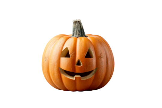 Carved pumpkin with a smiling face for Halloween