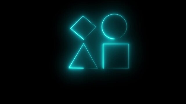 "Glowing Neon Geometric Shapes Icon Animation &ndash; Futuristic Motion Graphic Loop"