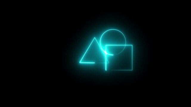 "Glowing Neon Geometric Shapes Icon Animation &ndash; Futuristic Motion Graphic Loop"