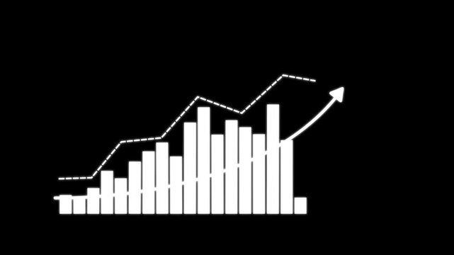 White color business growth concept in graph chart showing marketing sales profit increasing to future target. Bar chart for growing business progress.