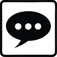 Simple black speech bubble icon with three dots inside indicating conversation or messaging