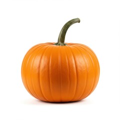 Obraz premium Single orange pumpkin on a white background, minimalist autumn harvest theme