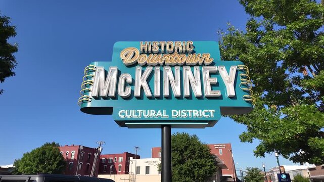 neon Sign Historic Downtown McKinney, Texas Vibrant Small-Town Charm