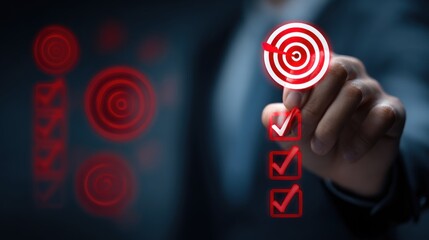 Hand interacting with digital target and checklist