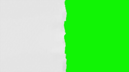 Torn Paper Transitions Animation with Stop Motion Effect on Green Screen Background. Perfect for creative reveals, text animations, and versatile chroma key effects.