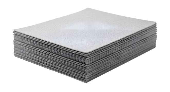 Stack of white paper isolated on transparent background