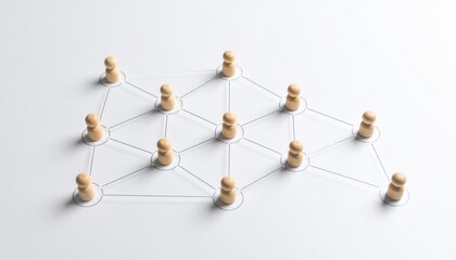 Obraz premium Simple background, connection network with doll icons connected to each other with thin lines
