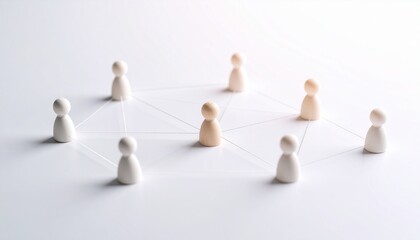 Obraz premium Simple background, connection network with doll icons connected to each other with thin lines