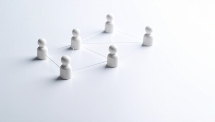 Simple background, connection network with doll icons connected to each other with thin lines