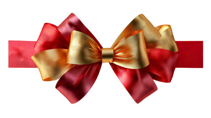Luxurious Gold and Red Ribbons Tied in a Decorative Bow, cut out transparent