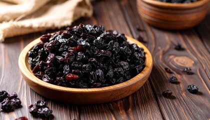 Prunes – Dark dried prunes with wrinkled skin, macro shot