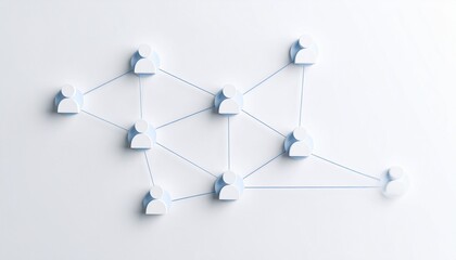 Obraz premium Simple background, connection network with doll icons connected to each other with thin lines