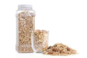 Granola with nuts isolated on white