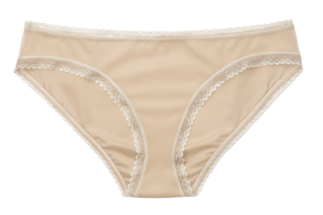Elegant silk panties with delicate lace detailing isolated on a transparent background