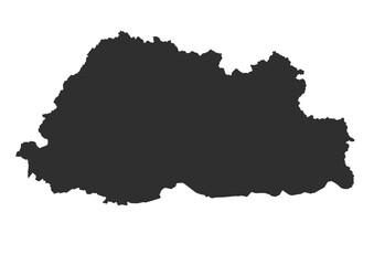Fototapeta premium Black silhouette map of Bhutan country 
