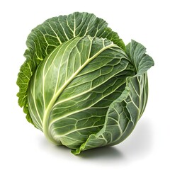 Fototapeta premium Champion Collard Robust Deep-Green Leafy Vegetable with Broad Tender Leaves and Classic Hearty Flavor on Bright White Background for Nutritious Botanical Beauty and Southern Culinary Tradition