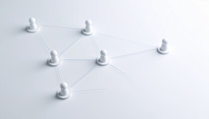 Simple background, connection network with doll icons connected to each other with thin lines