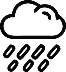 Simple line art icon depicting a rain cloud with falling raindrops symbolizing weather and precipitation