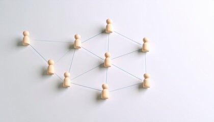 Obraz premium Simple background, connection network with doll icons connected to each other with thin lines