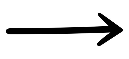 Hand drawn right arrow. Simple doodle directional icon.