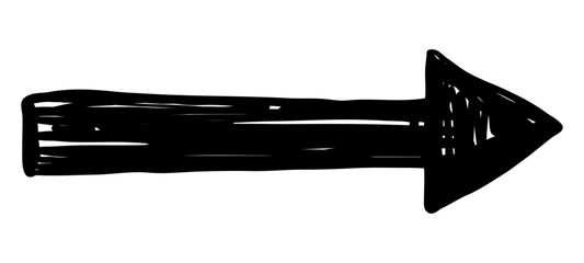 Hand drawn black arrow icon. Doodle directional symbol. 