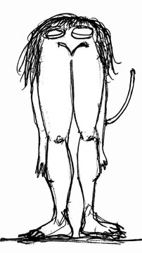 Mutan birdman hand drawn black and white isolated 2d seamless looped animated illustration video