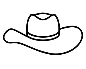 Simple Cowboy Hat Icon Silhouette Design on White Background Vector Illustration