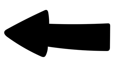 Hand drawn black left arrow icon. Bold doodle directional symbol. 