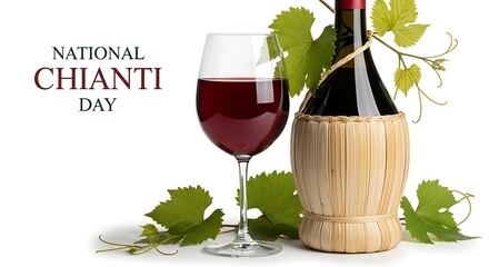 Celebrate national chianti day with a glass of red wine isolated on white background