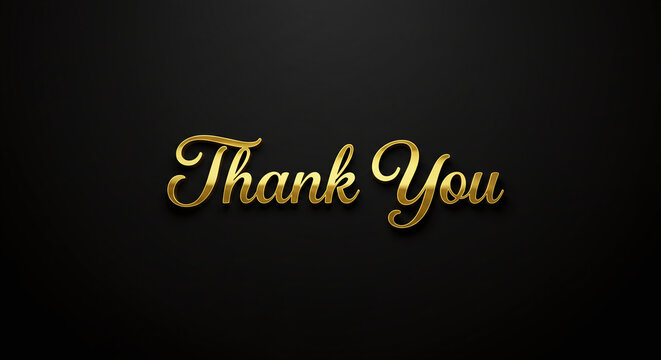 Elegant gold thank you lettering suitable for greeting cards, invitations, banners, and appreciation posts on social media or websites.