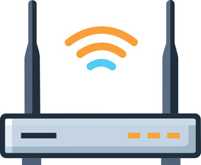 Icon of a Wireless Router with Wifi Signal
