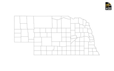 Nebraska State County Outline Map Political Division