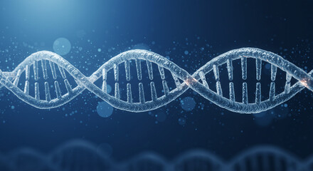 Detailed blue double helix dna strand illustration for medical, scientific or educational purposes. Great for biology textbooks, websites, or presentations.