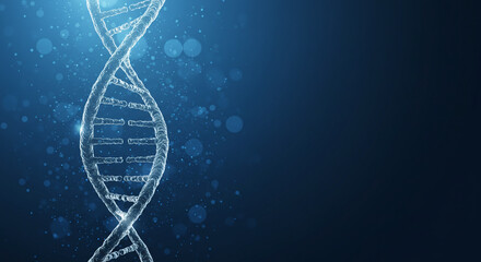 Double helix dna strand with bokeh effect, perfect for medical and scientific concepts in presentations, articles, and designs.