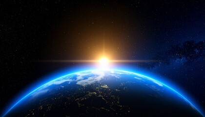 Obraz premium Blue Earth and the floating sun seen from space